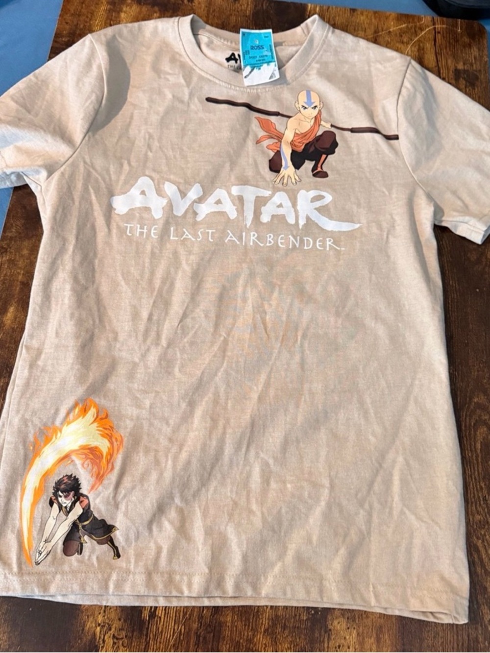Avatar The Last Airbender Mens Tan Graphic Short Sleeve Tee (Small)